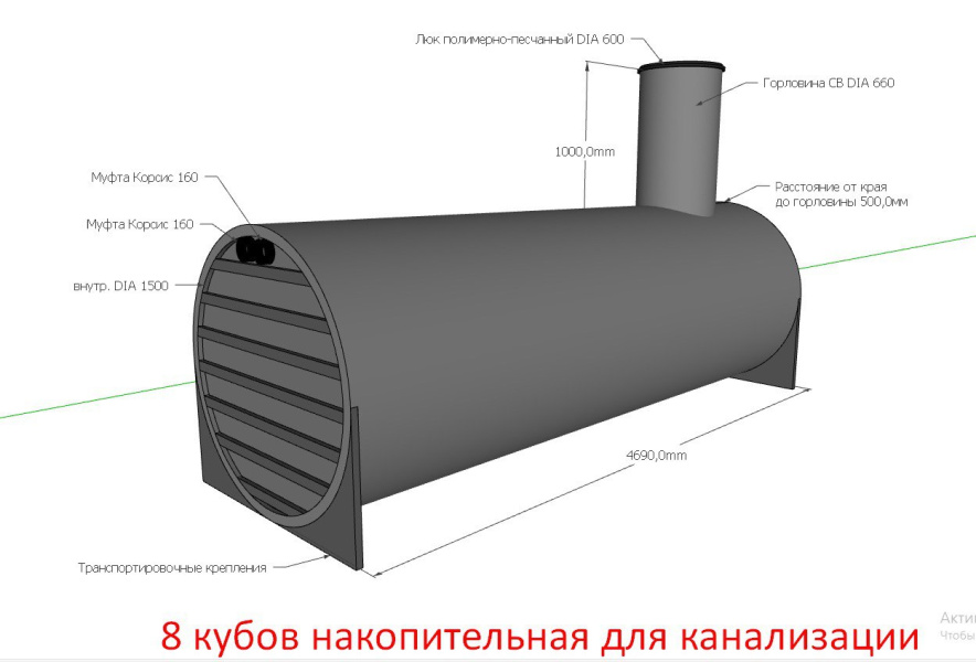 Ёмкость усиленная подземная 8 куб/м.